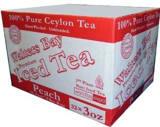 Walters Bay & Company Peach Flavored Pure Ceylon Iced Tea Filter Bags, 32 Count : Grocery Tea Sampler : Grocery & Gourmet Food