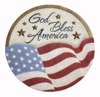 Russ Berrie SG 1687 God Bless America Patriotic Stepping Stone : Outdoor Decorative Stones : Patio, Lawn & Garden