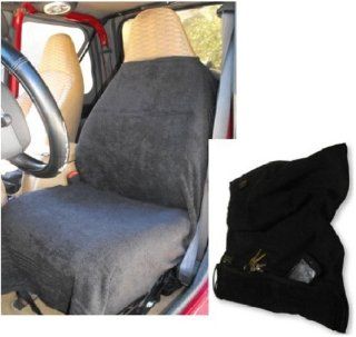 SAVE WHEN YOU BUY BOTH Workout Combo Includes Car/Truck Seat Towel Cover + Gym Sweat Towel With Zipper Pockets Both are Black: Automotive