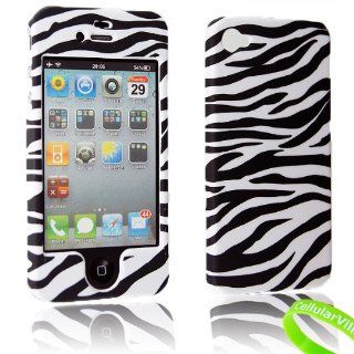 For Apple Iphone 4 4g 4s Cellularvilla (TM) Black White Zebra Design Hard Phone Snap on Case Cover + Stylus Touch Pen Cell Phones & Accessories