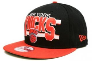 NBA New Era New York Knicks Black Orange Word Stripe 9FIFTY Snapback Adjustable Hat : Sports Fan Baseball Caps : Sports & Outdoors