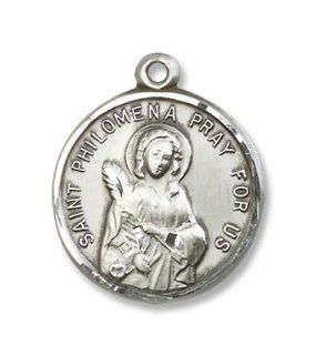 Made in America! Sterling Silver St. Philomena Medal Pendant with 18" Sterling Silver Chain in Gift Box. Saint Philomena Is the Patron of Children, Babies, Orphans, Test Takers, Youth, and Impossible Causes. Very Little Is Known About Her Life As She 
