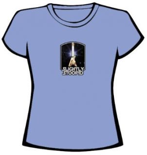 Slightly Stoopid   Girls T Shirt   Star Wars Parody   Hands Holding Water Pipe with Logo Below on Blue Shirt, Size Medium: Clothing