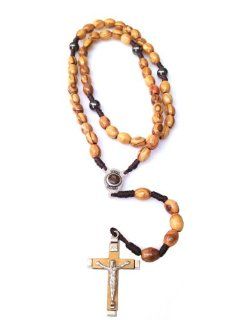 Wooden Cross Rosary with Centerpiece Containing Soil From Bethlehem. Jewelry