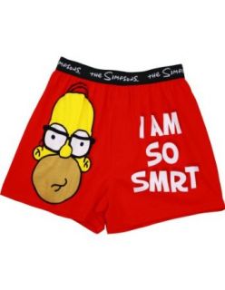 The Simpsons Homer I Am So SMRT Men's Boxer Shorts, Red, Small: Clothing