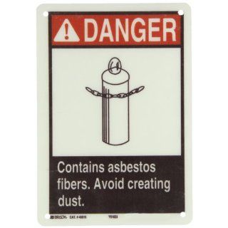 Brady 45015 Premium Fiberglass ANSI Z535 Safety Sign, 10" X 7", Legend "Contains Asbestos Fibers Avoid Creating Dust (with Picto)": Industrial Warning Signs: Industrial & Scientific