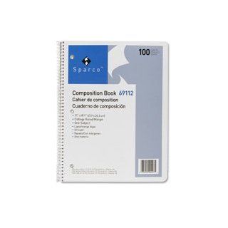 Sparco Products Products   Composition Book, 100 Sheets, College Ruled, 11"x8 1/2", WE   Sold as 1 EA   Composition book contains 16 lb. white paper. Each sheet is college ruled and has no margins. Rigid cover protects contents. Spiralbound compo