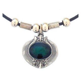 Emerald Color Stone Earth Spirit Silver Tone Necklace Pendant Women's Men's Jewelry: Jewelry