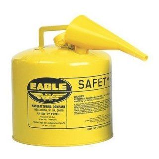 Eagle UI 50 FSY Yellow Galvanized Steel Type I Diesel Safety Can with Funnel, 5 gallon Capacity, 13.5" Height, 12.5" Diameter : Lawn And Garden Tool Gas Cans : Patio, Lawn & Garden