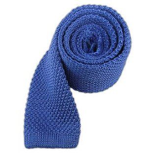 100% Silk Knitted Light Cornflower Skinny Tie at  Mens Clothing store: Neckties