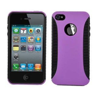 Soft Skin Case Fits Apple iPhone 4 4S Black Silicone Inner Purple Rubberized Plastic Outer Hybrid Case Verizon (does NOT fit Apple iPhone or iPhone 3G/3GS or iPhone 5/5S/5C): Cell Phones & Accessories