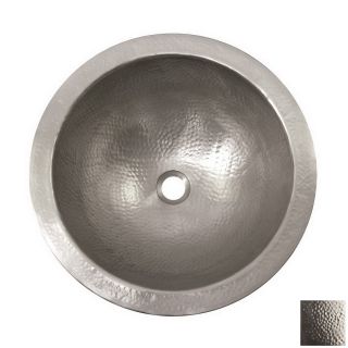 The Copper Factory Artisan Satin Nickel Copper Undermount Round Bathroom Sink with Overflow (Drain Included)