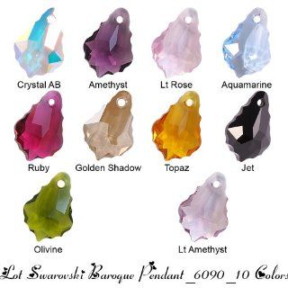 Wholesale Lot 20 Baroque Pendant 16mm Swarovski #6090 Crystal Beads   10 hot colors : Crystal AB, Golden Shadow, Amethyst, Aquamarine, Light Rose, Lt Amethyst, Ruby, Topaz, Jet, Olivine (#1)