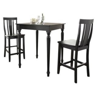 Dining Table Set Crosley Turned Leg Pub Table Set   Black (Set of 3)