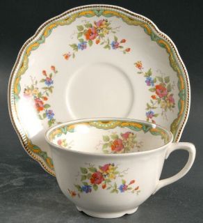 Johnson Brothers Lichfield Flat Cup & Saucer Set, Fine China Dinnerware   Old St
