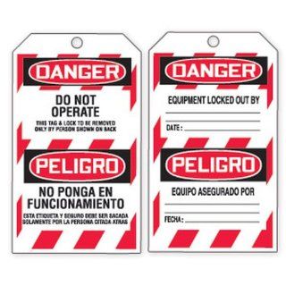 Accuform Signs TDR319 Refill Tags Pack for QuickTags Safety Tag Dispenser, Legend "DANGER DO NOT OPERATE   THIS TAG & LOCK TO BE REMOVED ONLY BY PERSON SHOWN ON BACK/PELIGRO NO PONGA EN FUNCIONAMIENTO", PF Cardstock (Pack of 100): Industrial 