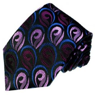 LORENZO CANA   Luxury Italian 100% Pure Silk Tie Purple Black Blue Paisley Jacquard Necktie   36044 at  Mens Clothing store