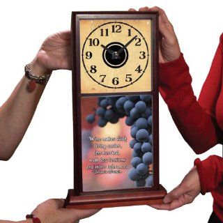 Mahogany Mantle Clock   Grapes w/Ben Franklin Wine Quote   Beautifully done in full color   Wall Clocks