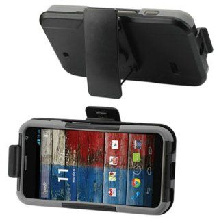 [JNJ] MOTOROLA MOTO X RUGGED DOUBLE LAYER HYBRID CASE+BELT CLIP HOLSTER (Black Grey) Cell Phones & Accessories