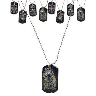 Flaming Skull Vampire Slayer Gothic Dog Tags Dogtags: Costume Accessories: Clothing