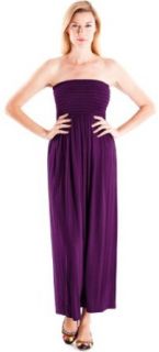 Clothes Effect Purple Ladies Strapless Long Flowing Maxi Dress Smocking Top at  Womens Clothing store: