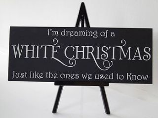 dreaming of a white christmas sign by hush baby sleeping