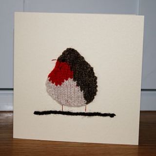 hand knitted robin christmas card by cinnamon kids