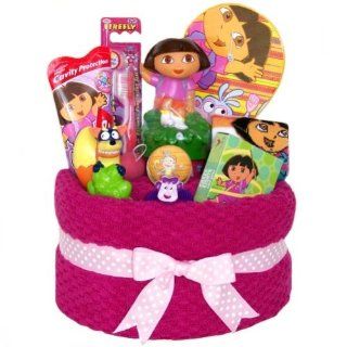 Dora the Explorer Pink Towel Cake for Kids   Dental Care, Bath Products & Toys   Valentines, Easter or Birthday Gift Idea for Girls Health & Personal Care