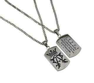 Christian Mens Stainless Steel Abstinence "Jesus   I Am the Way and the Truth and the Life; No Man Comes to the Father Except Through Me   John 14:6" Alpha & Omega Dog Tag Necklace for Boys   Guys Purity Necklace   24" Curb Chain: Jewelr