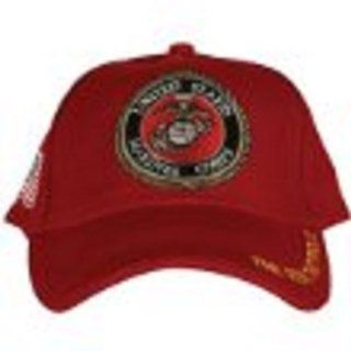 Red US Marines Corps Emblem Embroidered Ball Cap   Adjustable Hat, The Few The Proud : Sports Fan Baseball Caps : Sports & Outdoors