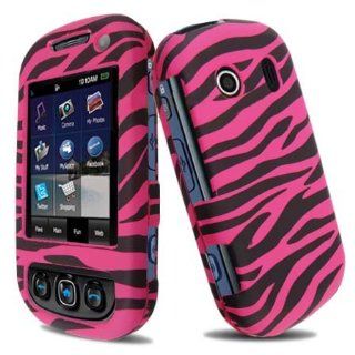 Hard Plastic Snap on Cover Fits Samsung M350 Seek Hot Pink/Black Zebra (Rubberized) Sprint Cell Phones & Accessories