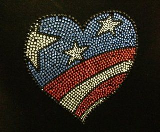 Heart 4th of July Rhinestone Transfer Iron On Hot Fix Motif Bling Applique   DIY: Everything Else