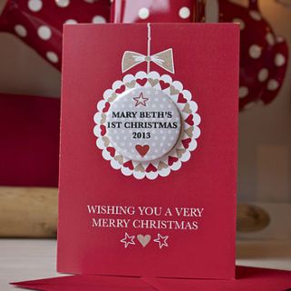 personalised ist christmas mini magnet card by bedcrumb