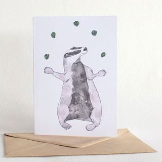 badger juggling sprouts christmas card by mellor ware
