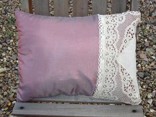 handmade vintage lace cushion by shingle mile
