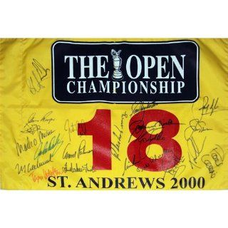 2000 British Open (St. Andrews) Golf Pin Flag Autographed by 22 Former Champions #1: Sports Collectibles