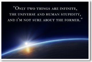 Only Two Things Are Infinite, the Universe and Human Stupidity, and I'm Not Sure About the Former.   Funny Humor Joke Poster : Prints : Everything Else