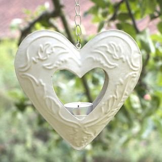 hanging heart tealight holder by le trousseau