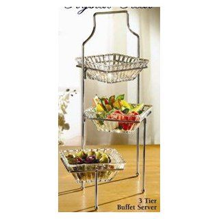 Fifth Avenue Crystal Alexandria 3 Tier Buffet Server: Kitchen & Dining