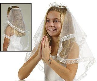 Girl's First Holy Communion Crown of Pearl Veil Catholic Religious Sacraments: Toys & Games
