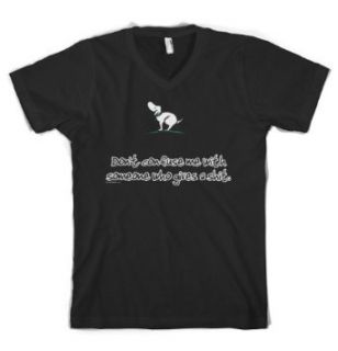 (Cybertela) Don't Confuse Me With Someone Who Gives A Shit Men's V neck T shirt Funny Tee: Clothing