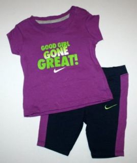 Nike Baby Girl's 2 piece "Good Girl Gone Great" Shirt and Legging Set (6 9 Months) Clothing