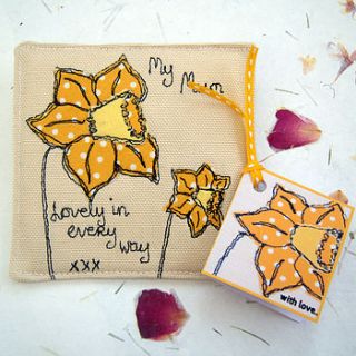 personalised daffodil coaster and gift tag by oscar & toots