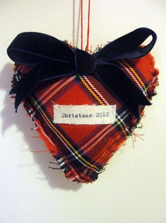 2012 tartan heart christmas tree decoration by the house of jam and weasel