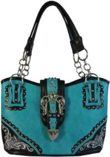 Texcyngoods Womens Concealed Carry Purse Western Style Bucket Handbag has Buckle (Turquoise): Clothing