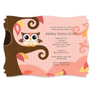 Owl Girl   Look Whooo's Having A Baby   Personalized Baby Shower Invitations Toys & Games