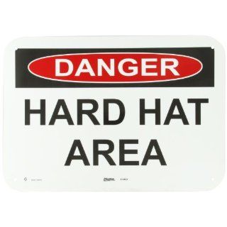 Master Lock S14602 20" Width x 14" Height Polypropylene, Black and Red on White Safety Sign, Header "Danger", Legend "Hard Hat Area": Industrial Warning Signs: Industrial & Scientific