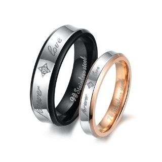 Fashion Black Plated Unisex Men's Stainless Steel Forever Love Ring Jewelry