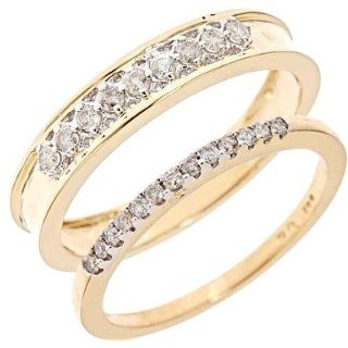 3/8 CT. T.W. Diamond His And Hers Wedding Rings 14K Yellow Gold Jewelry