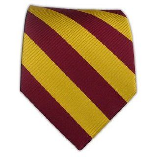 100% Silk Woven Twill Burgundy and Gold Striped Extra Long Tie at  Mens Clothing store: Neckties